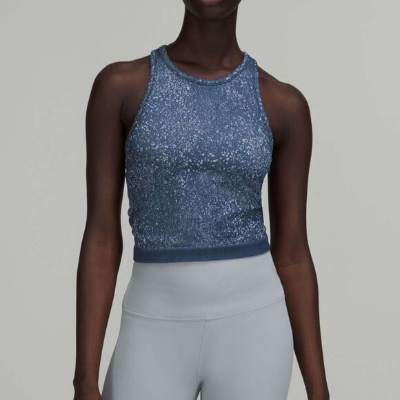 Lululemon Ebb to Street Cropped Racerback Tank Top Distorted Noise Size 4 - Picture 1 of 6